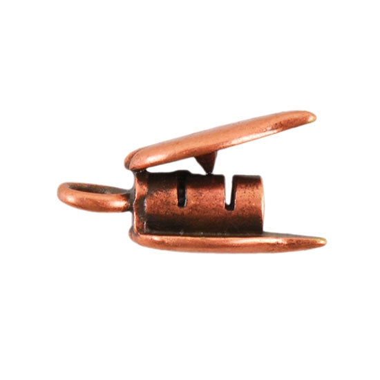 Copper Plate Crimp End Cap - Heart Leaf 1.5mm Pkg/2