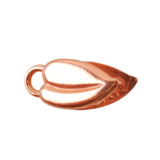 Copper Plate Crimp End Cap - Heart Leaf 3mm Pkg/2