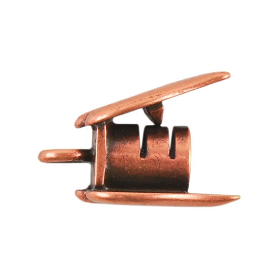 Copper Plate Crimp End Cap - Heart Leaf 4mm Pkg/2