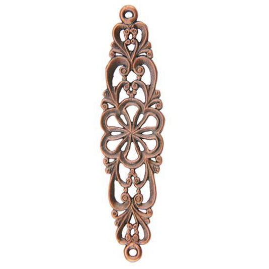 Copper Plate Connector - Double Heart Flower Pkg/1