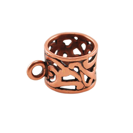 Copper Plate Tube Bail with Ring - Filigree 9mm x 15.5mm Pkg/1