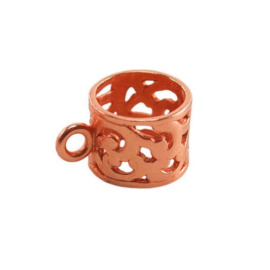 Copper Plate Tube Bail with Ring - Filigree 9mm x 15.5mm Pkg/1