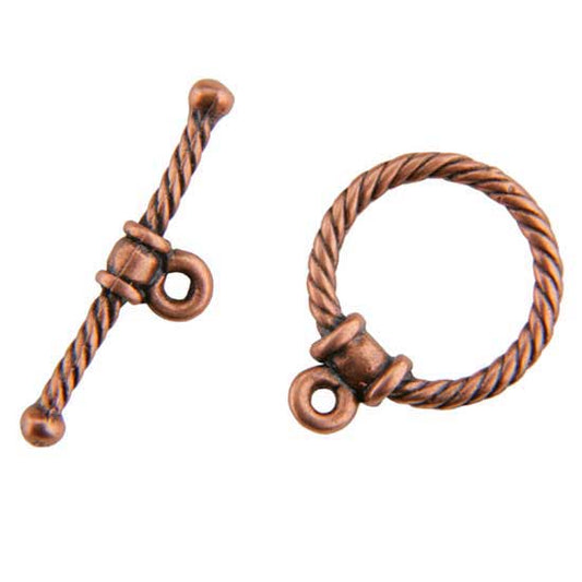 Copper Plate Toggle Clasp - Circle Rope - 1 Set