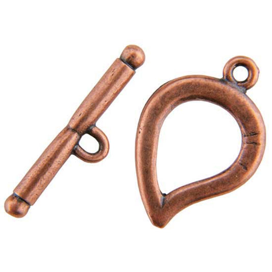 Copper Plate Toggle Clasp - Plain Leaf - 1 Set