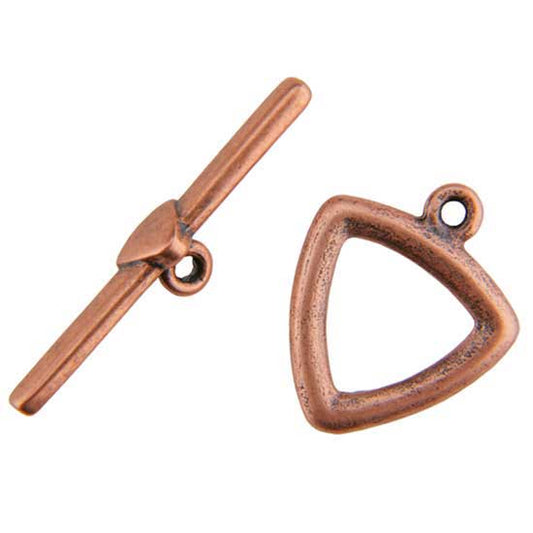 Copper Plate Toggle Clasp - Plain Triangle - 1 Set