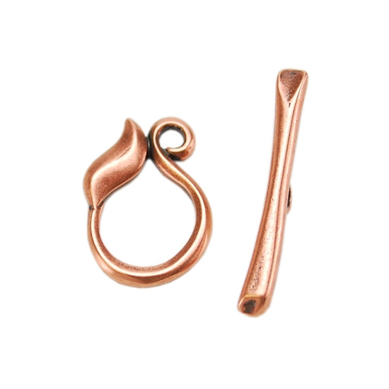 Copper Plate Toggle Clasp - Mini Leaf & Twig - 1 Set