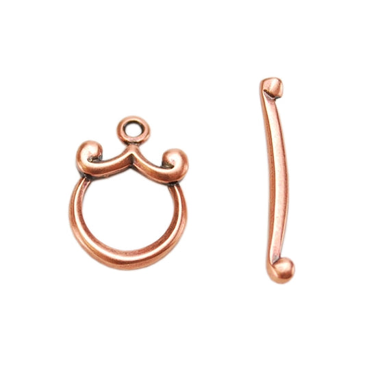 Copper Plate Toggle Clasp - Mini Curl - 1 Set