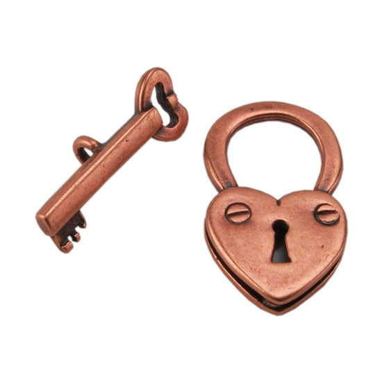 Copper Plate Toggle Clasp - Lock & Key - 1 Set