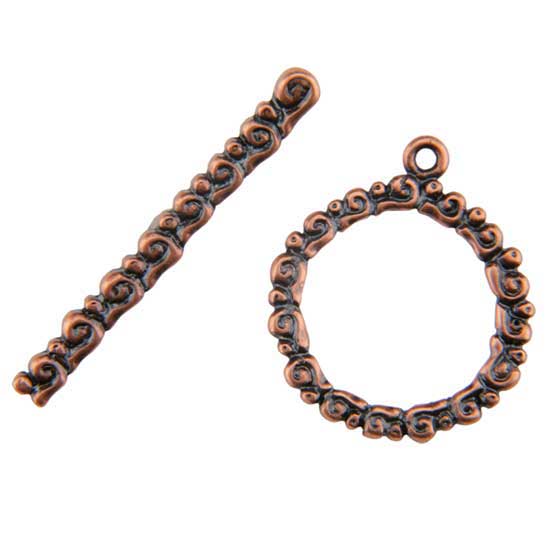 Copper Plate Toggle Clasp - Wreath Swirl - 1 Set