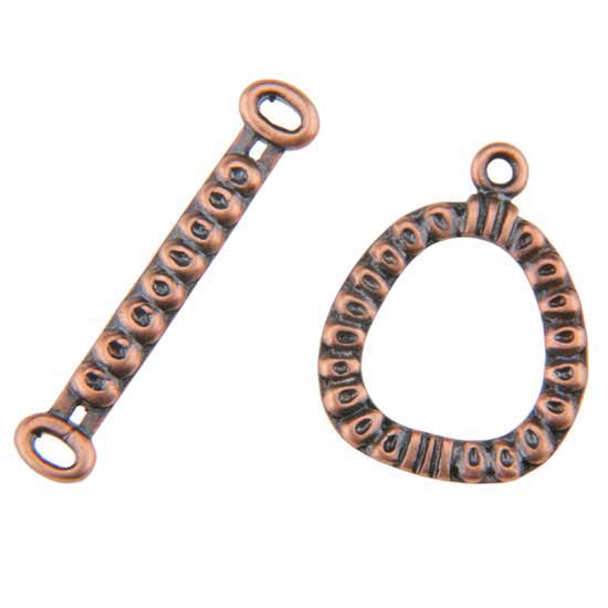 Copper Plate Toggle Clasp - Circle Frame - 1 Set