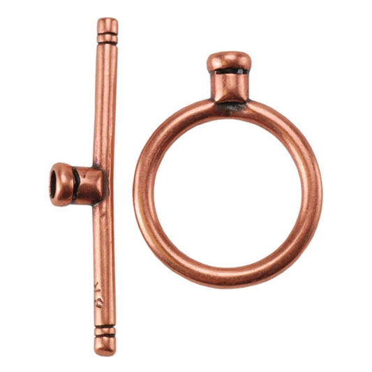 Copper Plate Toggle Clasp - Round Thin Medium - 1 Set