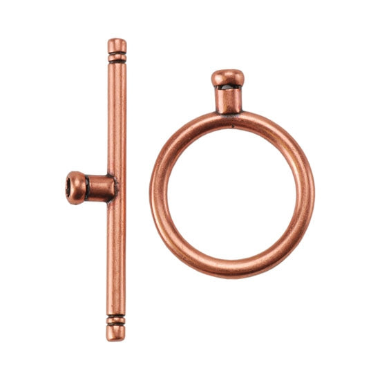 Copper Plate Toggle Clasp - Round Thin Large - 1 Set