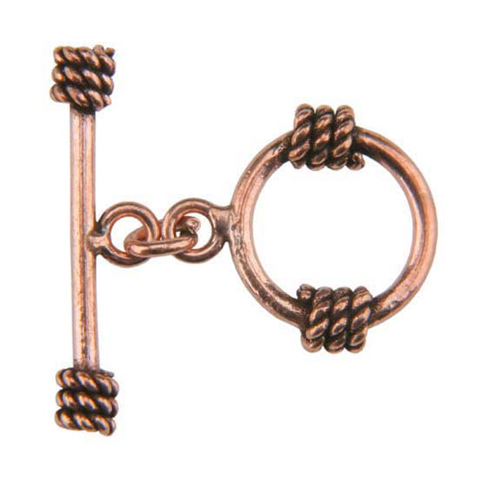 Copper Plate Toggle Clasp - Double Wrapped - 1 Set