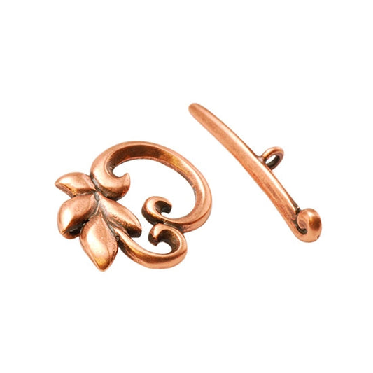 Copper Plate Mini Toggle Clasp - Designer Fern - 1 Set