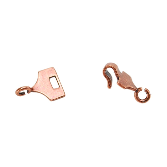 Copper Plate Hook & Eye Clasp - Mini Flat Square - 1 Set