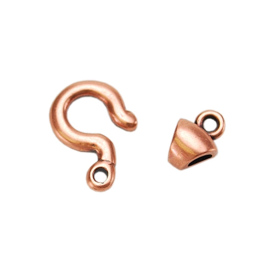 Copper Plate Hook & Eye Clasp - Tiny Tubular - 1 Set