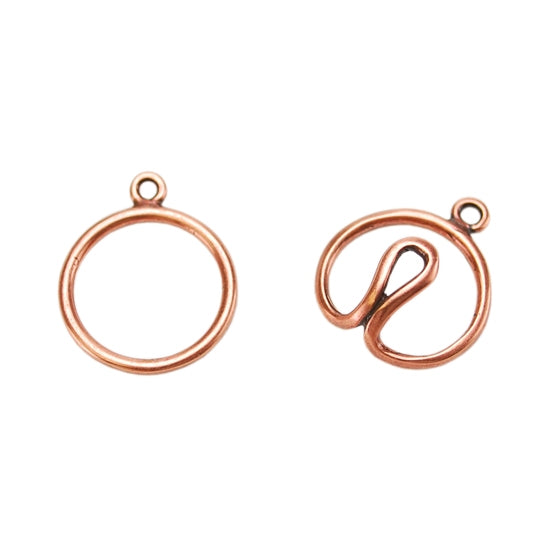 Copper Plate Hook & Eye Clasp - Wire Round - 1 Set