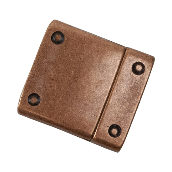 Antique Copper Plate Magnetic Leather Clasp - Flat Rivet 15mm