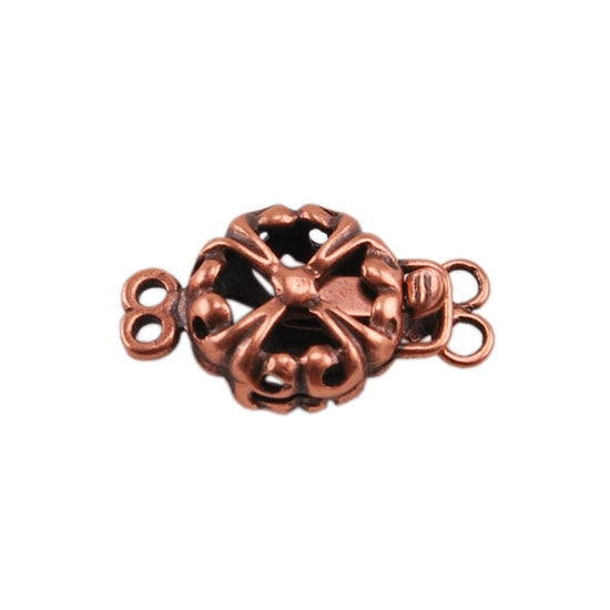 Copper Plate Double Strand Clasp - Puffed Fleur Pkg/1