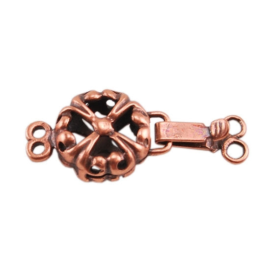 Copper Plate Double Strand Clasp - Puffed Fleur Pkg/1