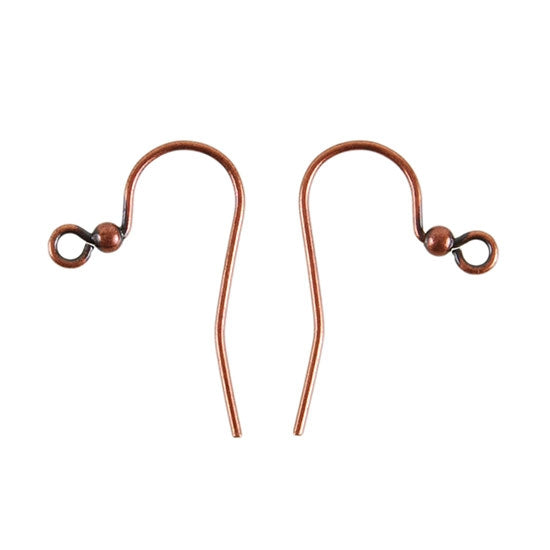 Antique Copper Earwires - 25mm with 2mm Ball - 8 Pairs - Cool Tools
