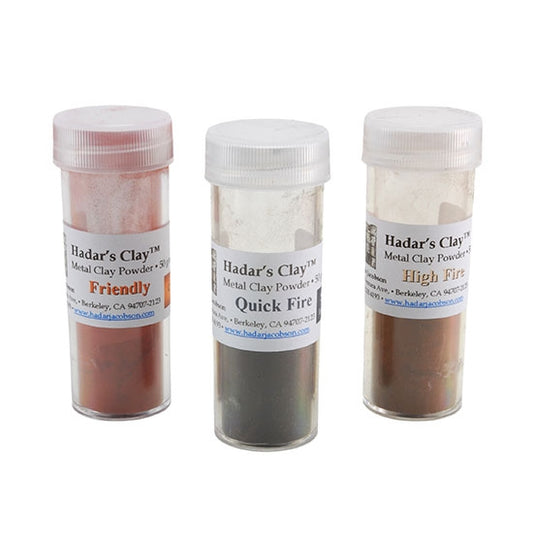 3 tube of Hadar's Clay™ - One-Fire Sampler - High Fire Champagne Bronze, Quick Fire Friendly Copper and Low-Shrinkage Steel XT - 50 grams