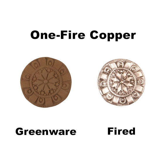 Hadar's Clay™ - One-Fire Copper greenware vs fired samples