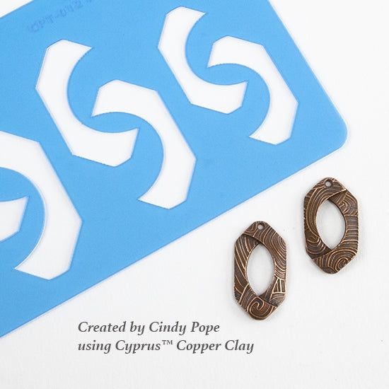 Cindy Pope Template - Rounded Hex Tag samples in cyprus copper clay