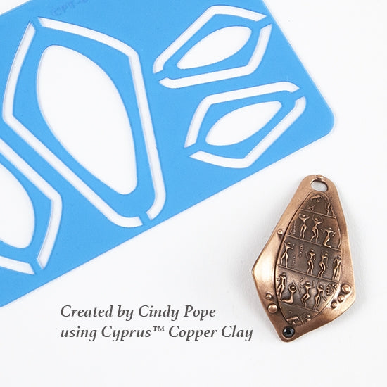 Cindy Pope Template - Stretch Shield samples in cyprus copper clay