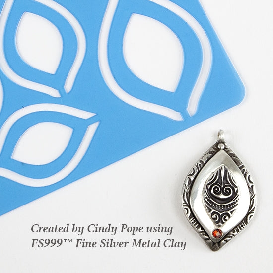 Cindy Pope Template - Organic Tear sample in FS999 fine silver metal clay