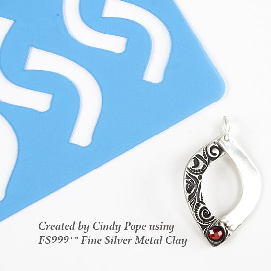 Cindy Pope Template - Organic Tear sample in FS999 fine silver metal clay