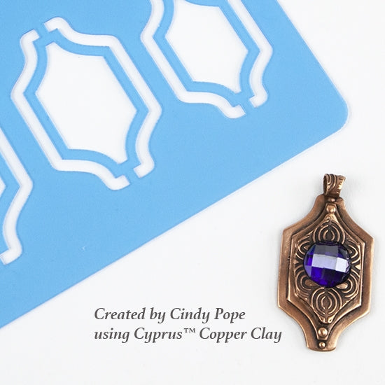 Cindy Pope Template - Draped Arch sample pendant in Cyprus copper clay