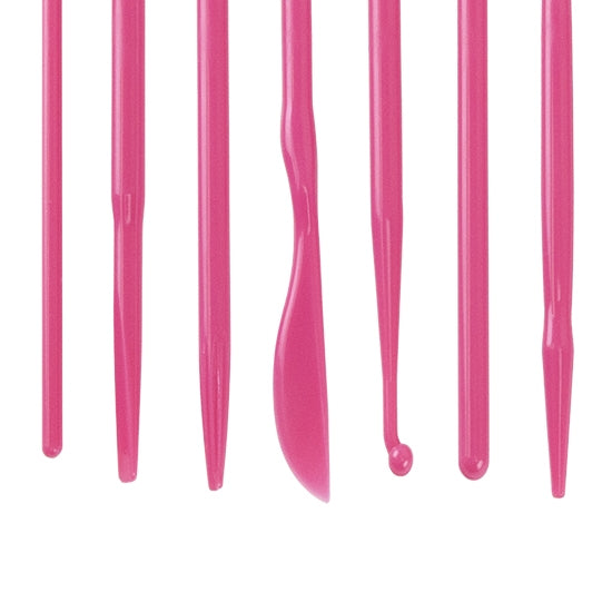 pink plastic Double Ended Sculpting Carving Tools - Set of 14 These double ended sculpting carving tools give you more options to shape your clay pieces into the masterpiece you envision. An assortment of heads to create any de