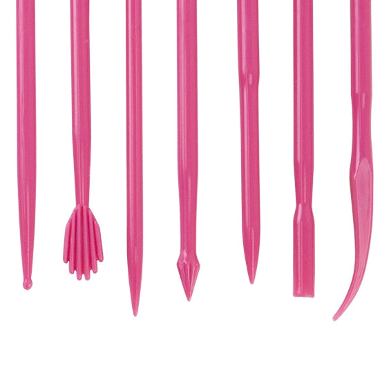 pink plastic Double Ended Sculpting Carving Tools - Set of 14 These double ended sculpting carving tools give you more options to shape your clay pieces into the masterpiece you envision. An assortment of heads to create any de