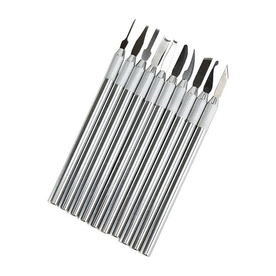 metal 10 piece set of sculpting tools to carve or sculpt metal clay and polymer clay