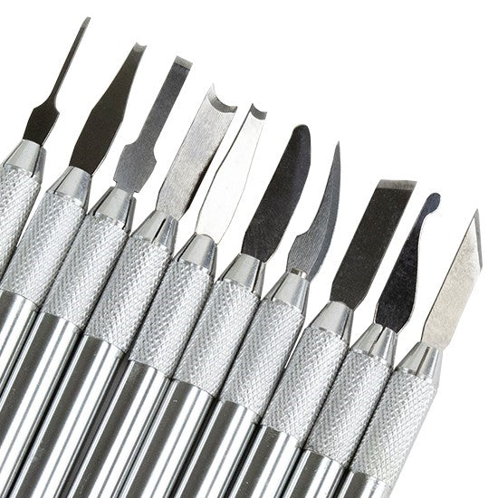 metal 10 piece set of sculpting tools to carve or sculpt metal clay and polymer clay