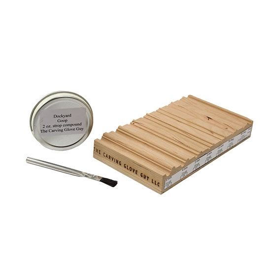  Dockyard Micro Carving Tool Sharpening Strop Kit Use this strop to keep your Dockyard Micro Carvers razor sharp. Sharpening is quick and easy with this tool designed just for Dockyard Micro Carvers.