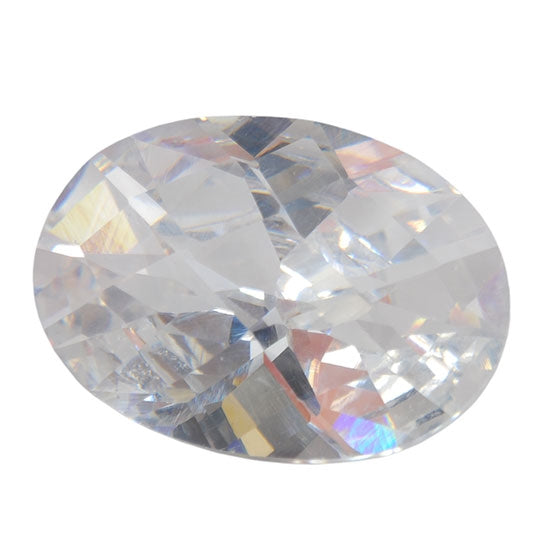 Cubic Zirconia - White Diamond - Oval - Checkerboard