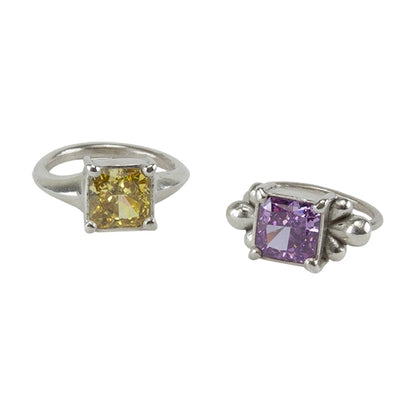2 Cubic Zirconia - Ice Flower Cut - EZ960 sterling silver rings by Karen Trexler