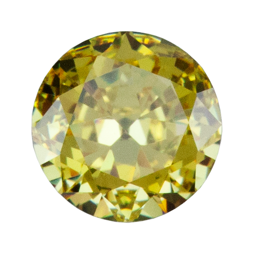 Cubic Zirconia - Ice Flower Cut - Fancy Yellow - Round