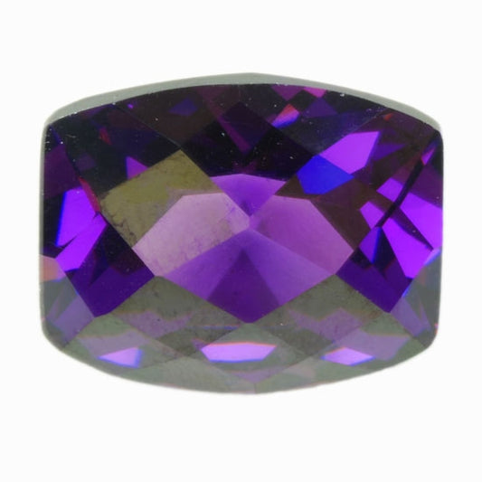 Cubic Zirconia - Amethyst - Barrel - Checkerboard