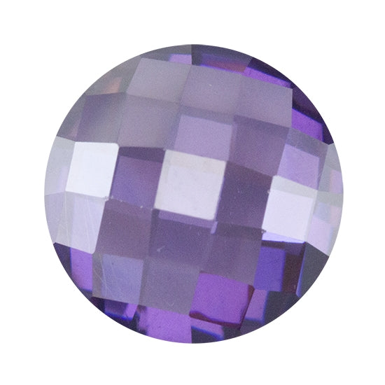 Cubic Zirconia - Amethyst - Cabochon Round - Checkerboard