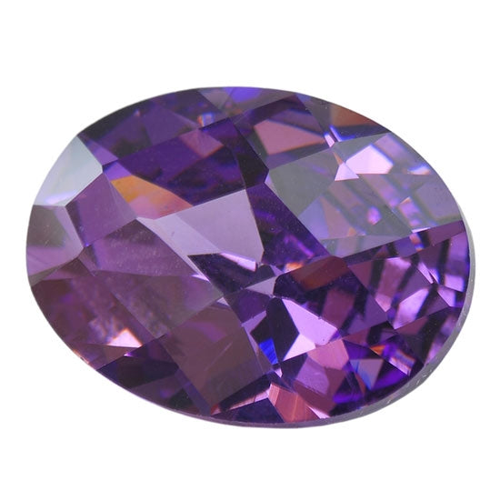 Cubic Zirconia - Amethyst - Oval - Checkerboard