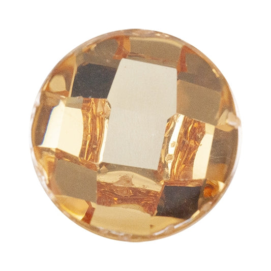 Cubic Zirconia - Champagne - Cabochon Round - Checkerboard