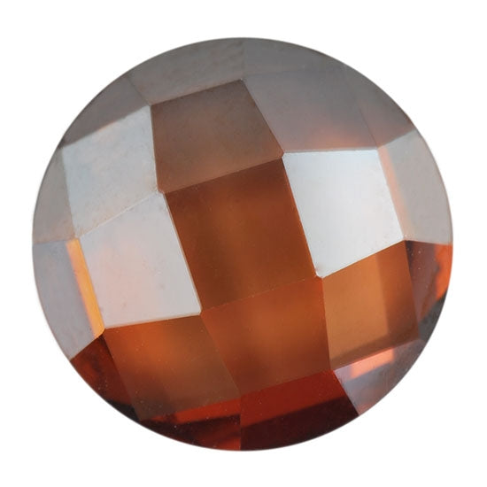 Cubic Zirconia - Smoked Topaz - Cabochon Round - Checkerboard