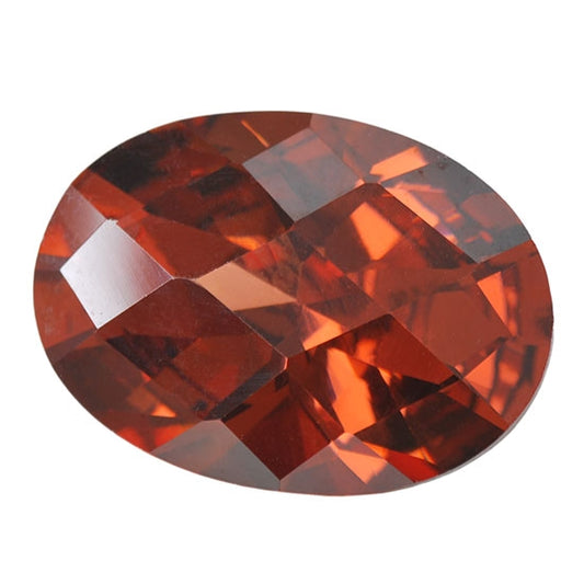 Cubic Zirconia - Smoked Topaz - Oval - Checkerboard