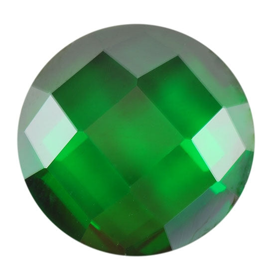 Cubic Zirconia - Colombian Emerald - Cabochon Round - Checkerboard