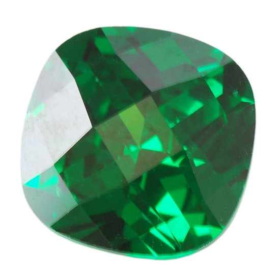 Cubic Zirconia - Columbian Emerald - Cushion - Checkerboard