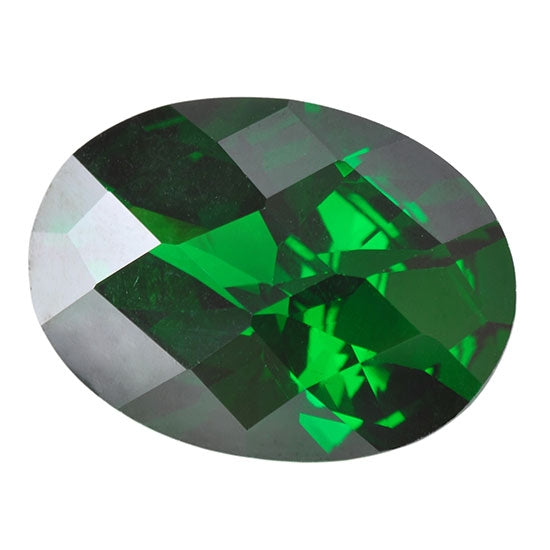 Cubic Zirconia - Columbian Emerald - Oval - Checkerboard