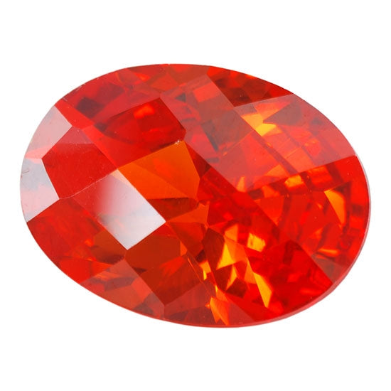 Cubic Zirconia - Fire Opal - Oval - Checkerboard